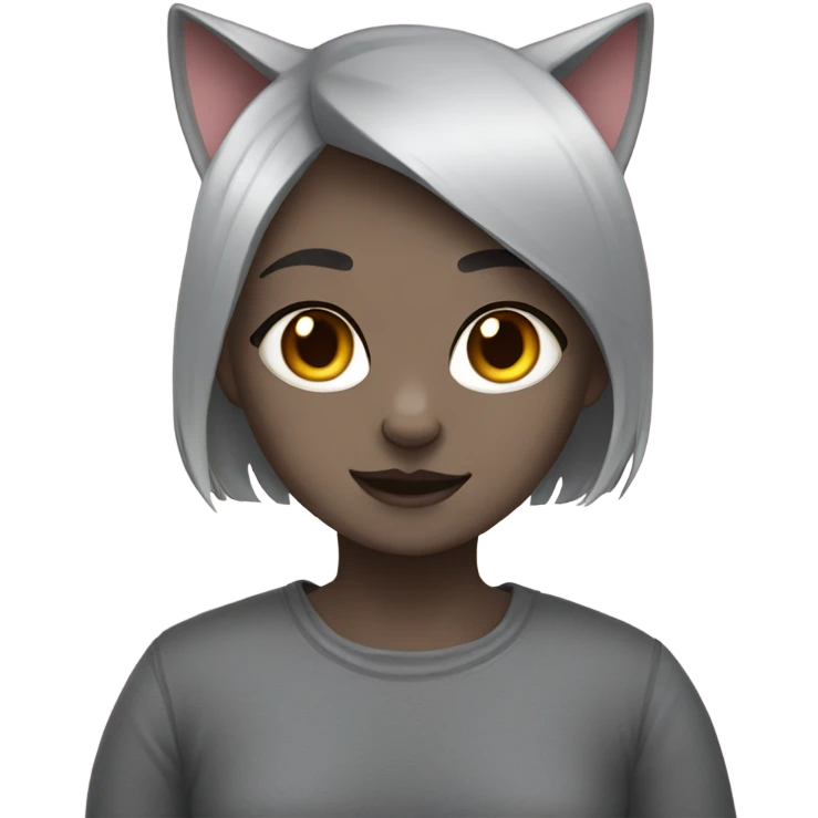 ugly girl with grey british short hair cat emoji