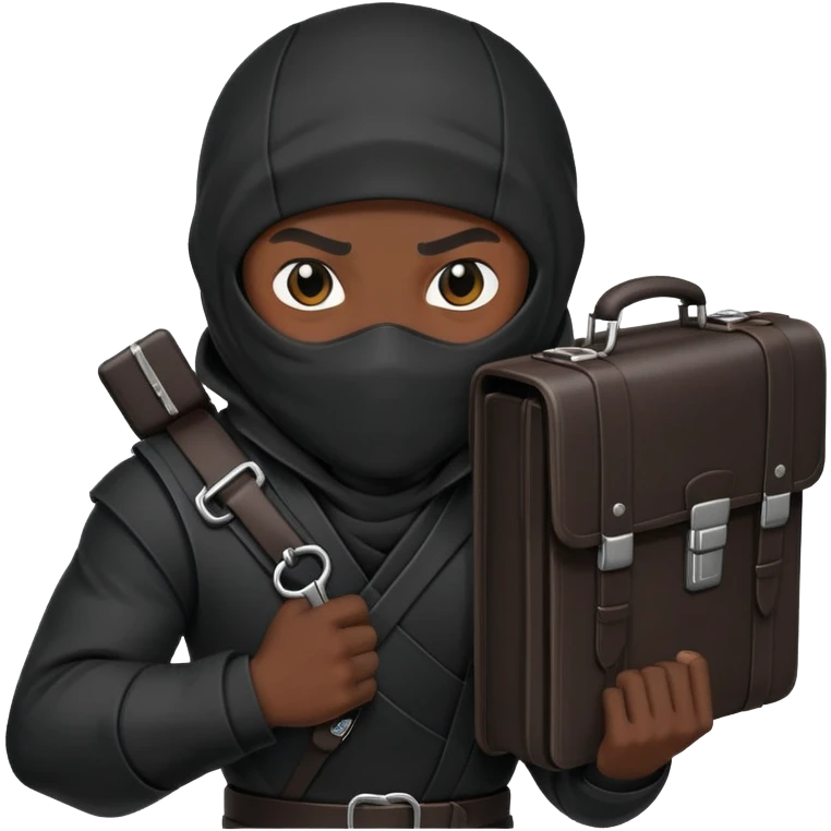 black ninja holding a briefcase emoji