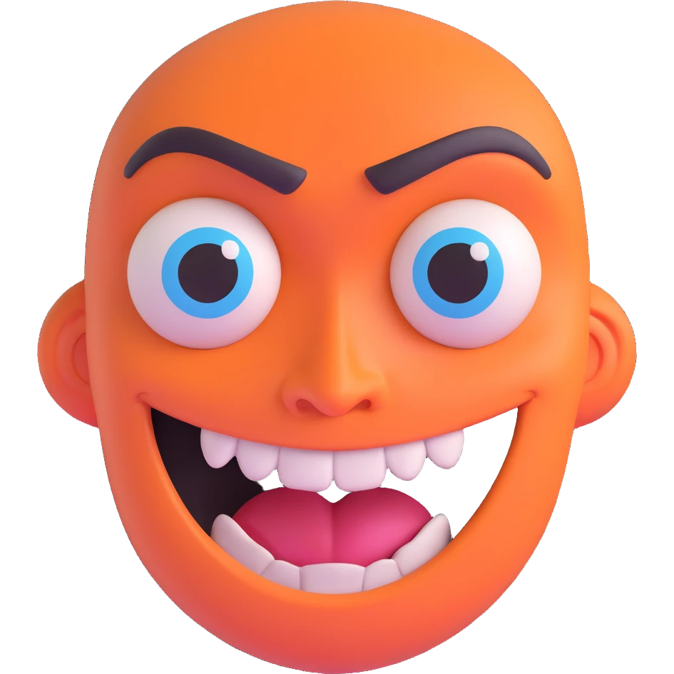 freaky face, 3D emoji style, warped expression emoji