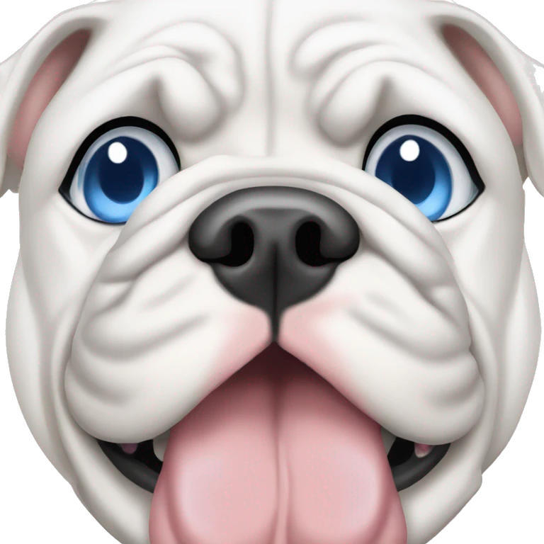 Please create a white English bulldog with blue eyes emoji