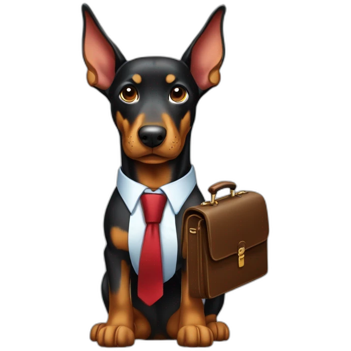 Doberdore dog in tie and with briefcase emoji