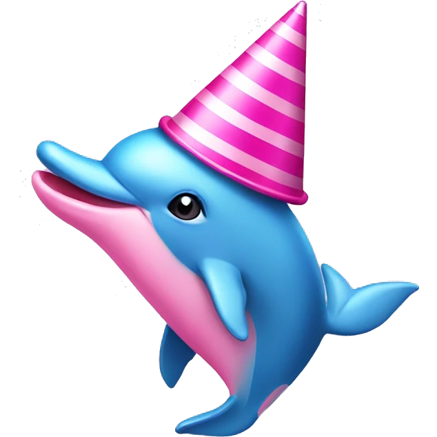 Pink dolphin with a party hat emoji