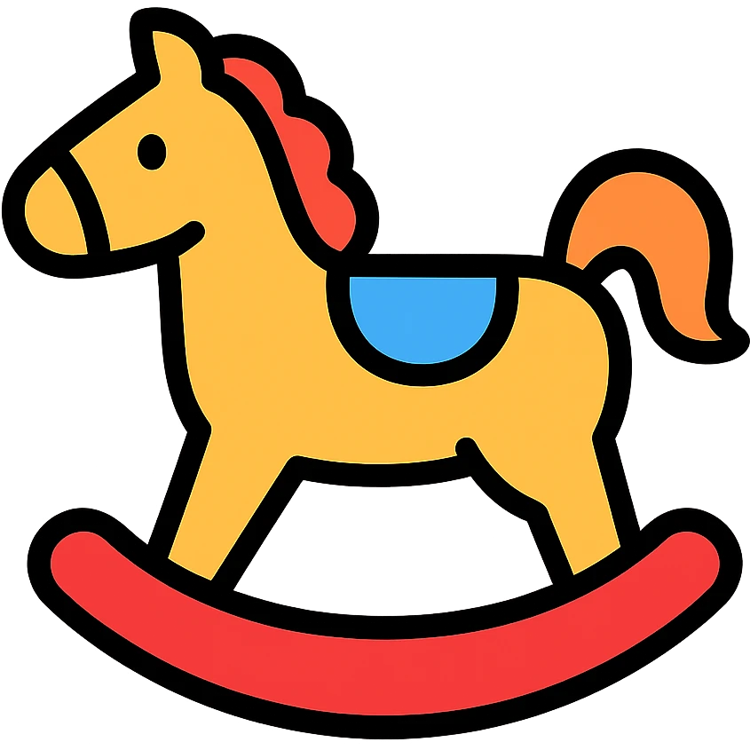 rocking horse, modern and clean lines, color icon style emoji