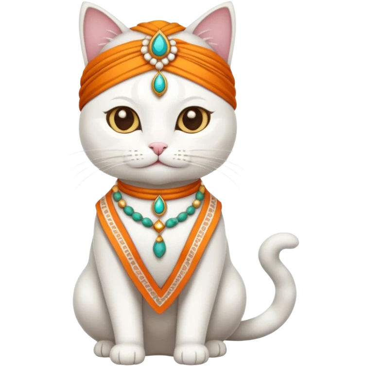 white cat wearing indian clothes emoji