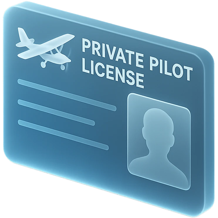 modern private pilot license with a sleek blue and white color scheme and subtle gradients emoji