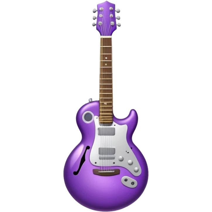 a purple Christmas ornament with a guitar emoji