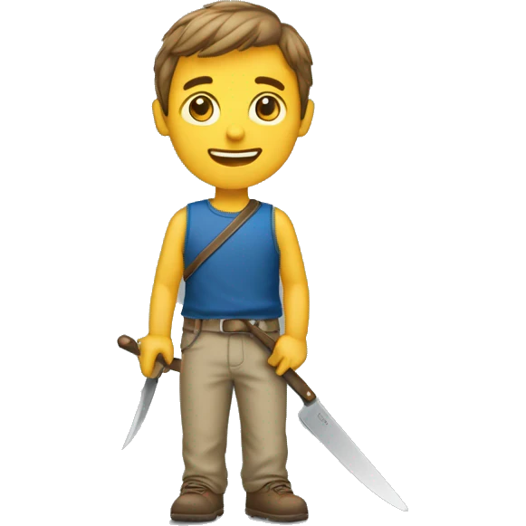 En garçon qui court avec le couteau emoji