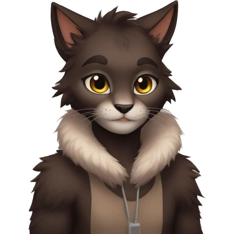 Anthro Shy Cute Cool Edgy Pretty Dark Brown Furry Feline Animal Anthro Sona emoji