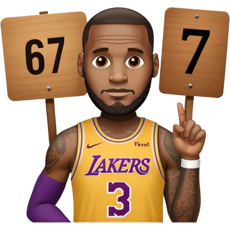 LeBron James holding a sign that says 67 emoji
