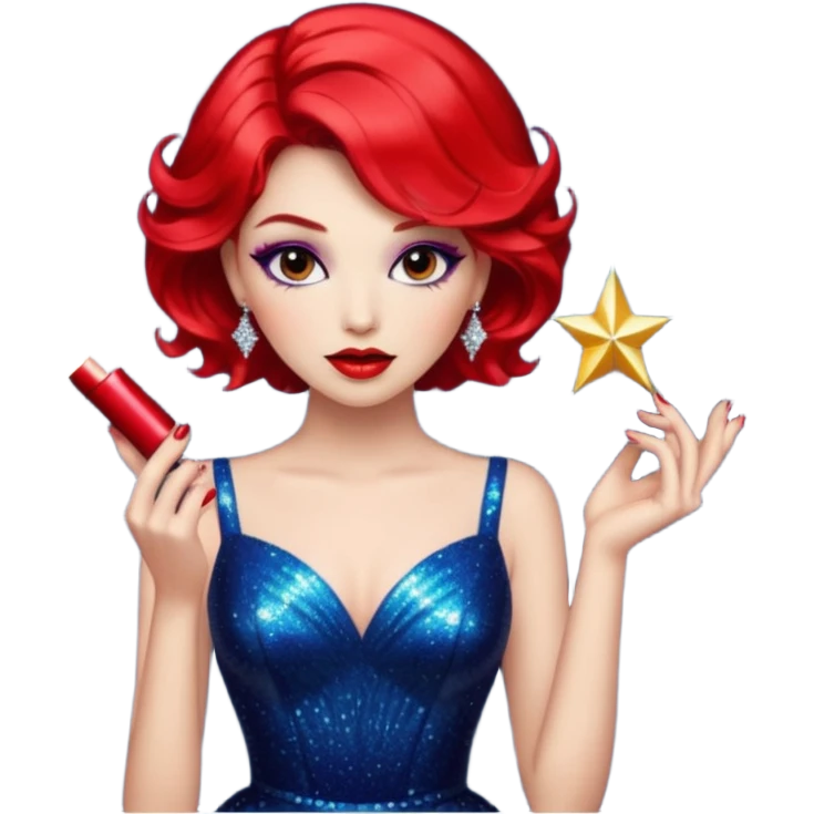 Představuji si mě jako glamourózní postavu, s výrazným make-upem a stylovým oblečením. Budu mít rtěnku v zářivé barvě, perfektně upravené vlasy a elegantní šaty. Pozadí bude plné třpytek a lesku, aby to podtrhlo mou módní vášeň. Styl bude spíše realistický, ale s nádechem fantazie a extravagance. 💅 emoji