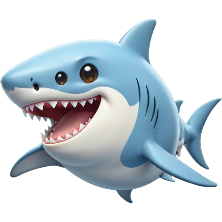 Cinematic Cute Yawning Shark Portrait Emoji, Head tilted slightly with a dramatic, wide-open yawn, showcasing a soft, streamlined body with gently drooping fins and eyes barely open in drowsy contentment, Simplified yet irresistibly adorable features, highly detailed, glowing with a soft, cozy glow, high shine, relaxed yet expressive, stylized with a touch of aquatic charm, bright and endearing, soft glowing outline, capturing the essence of a sleepy yet affectionate shark, so drowsy it feels like it could float right out of the screen and curl up for a nap! emoji