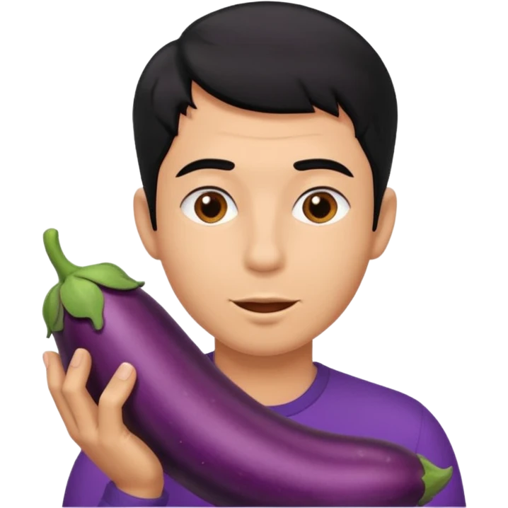 gay man emoji sucking on eggplant in his mouth emoji