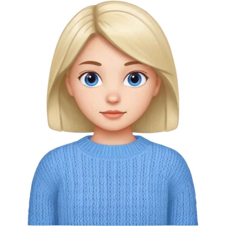 sky-blue knitted wool sweater, round neck, Girl's wear. emoji