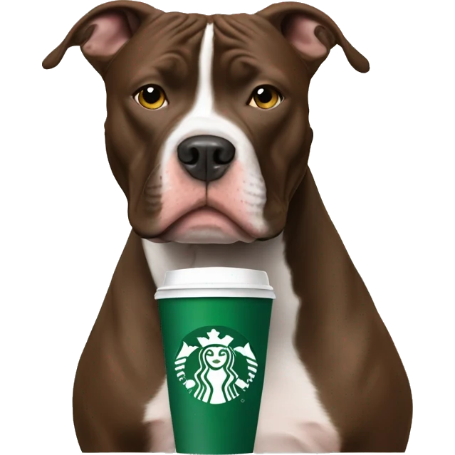 Pitbull drinking starbucks  emoji
