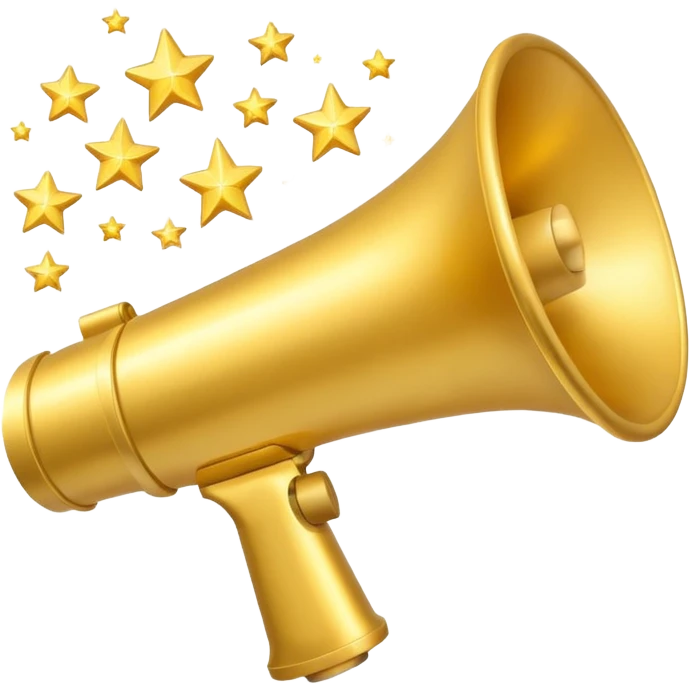 megaphone with a shining star emoji
