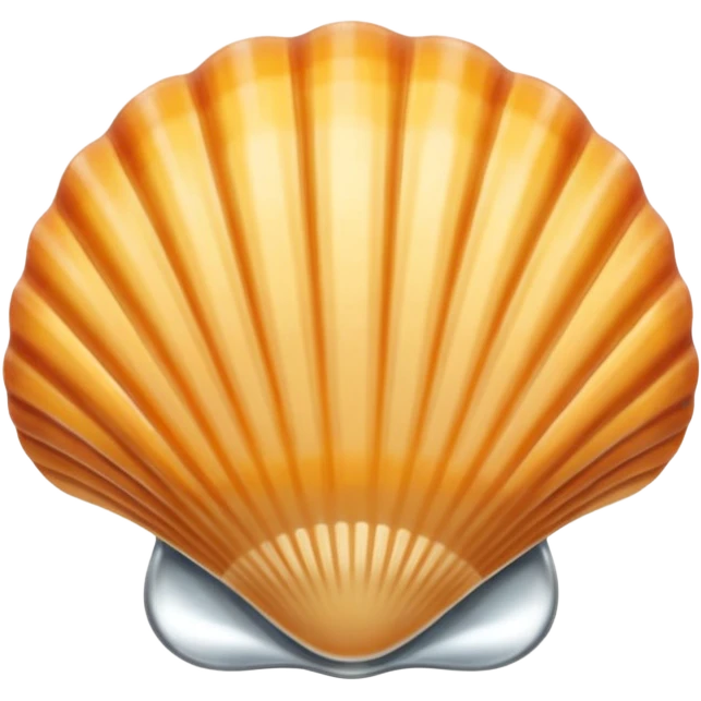 A seashell emoji made of polished silver chrome, smooth curved surface, reflective metallic highlights, elegant minimal design, iOS emoji style, centered, clean white background, soft lighting emoji