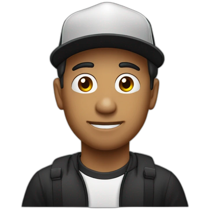 chico moreno con gorra negra y anteojos negros emoji