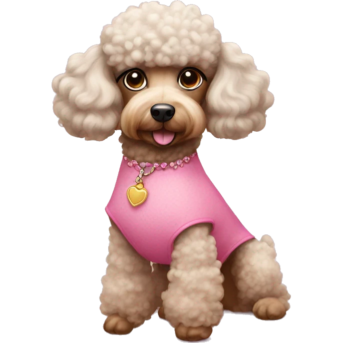 poodle wearing pink dress emoji