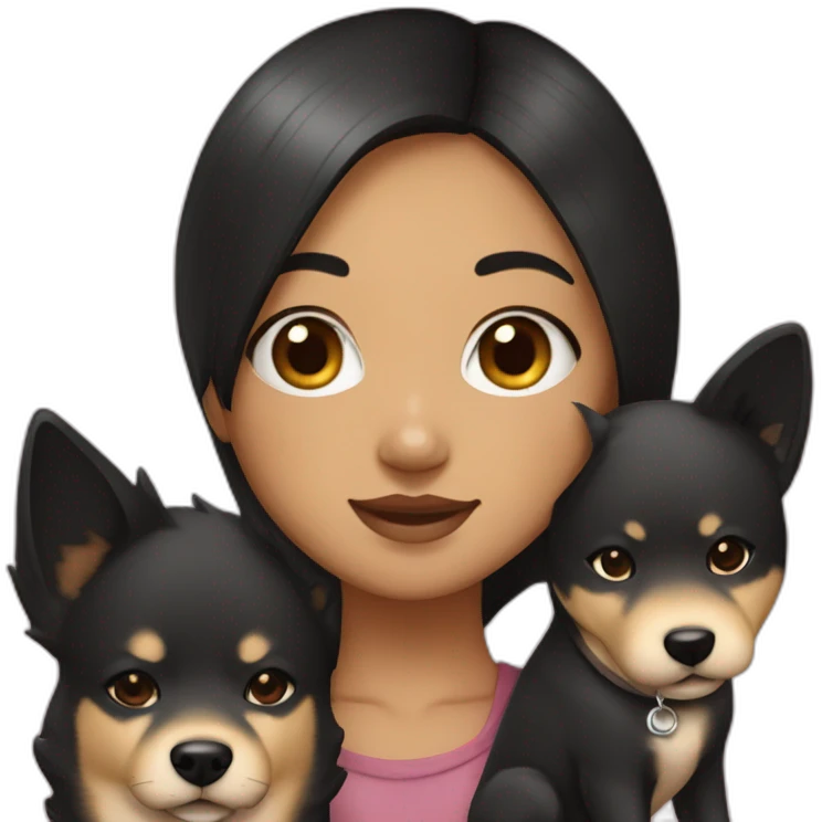 Black hair girl with shiba inu emoji