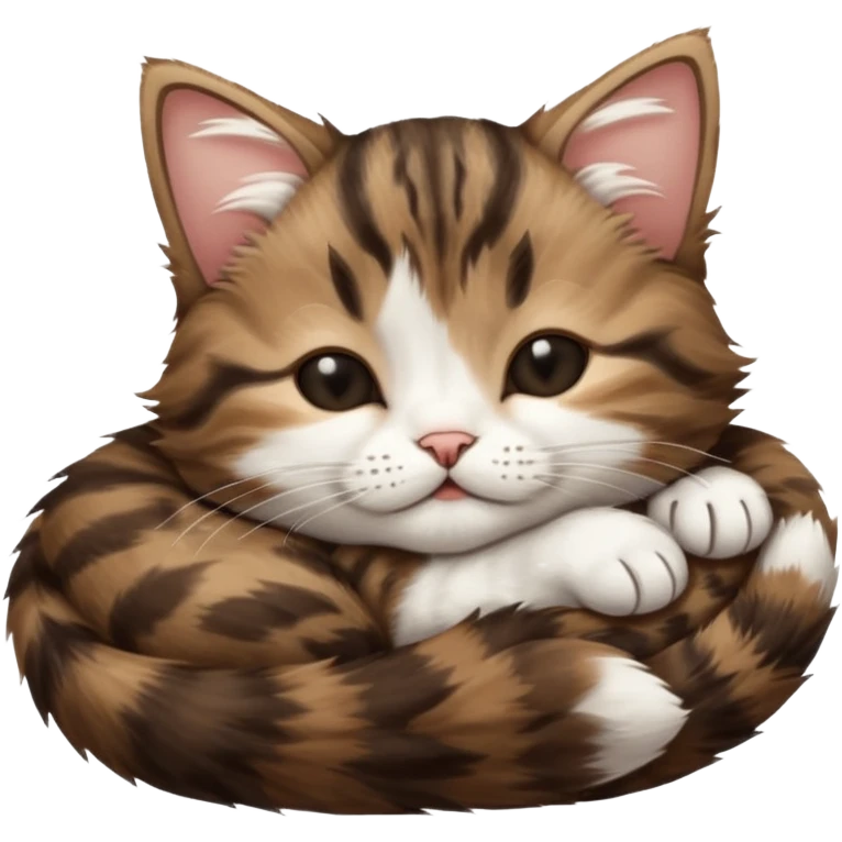 dark brown tabby and white kitten upside down sleeping emoji