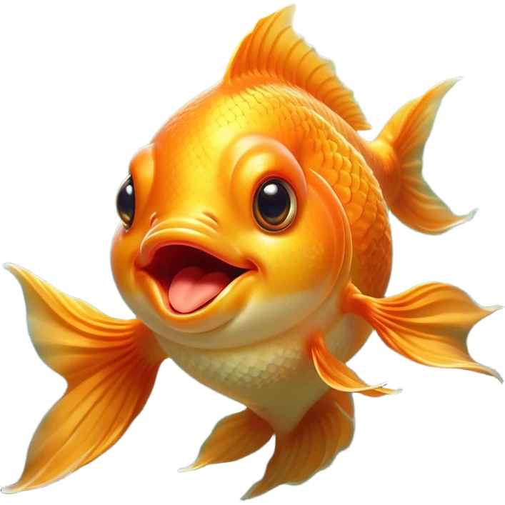 Cinematic Cute Yawning Orange Goldfish Portrait Emoji, Head tilted slightly with a dramatic, wide-open yawn, showcasing a smooth, vibrant orange body with flowing fins, eyes barely open in drowsy contentment, Simplified yet irresistibly adorable features, highly detailed, glowing with a soft, cozy glow, high shine, relaxed yet expressive, stylized with a touch of whimsy, bright and endearing, soft glowing outline, capturing the essence of a sleepy yet affectionate goldfish, so drowsy it feels like it could float out of the screen and curl up for a nap! emoji
