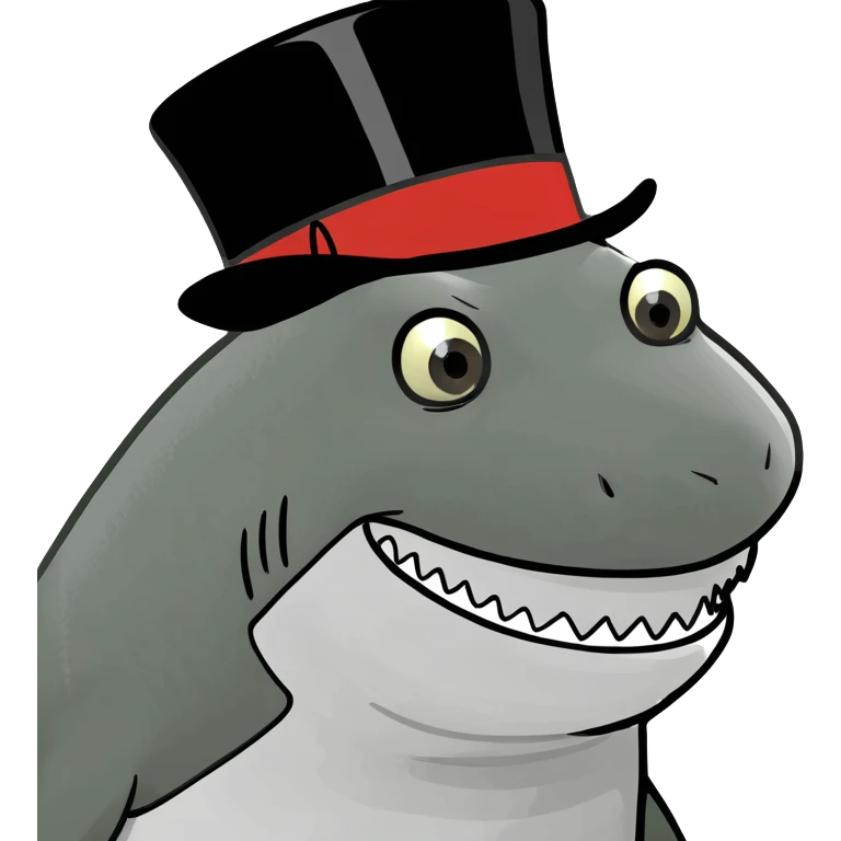 Shark with a top hat emoji