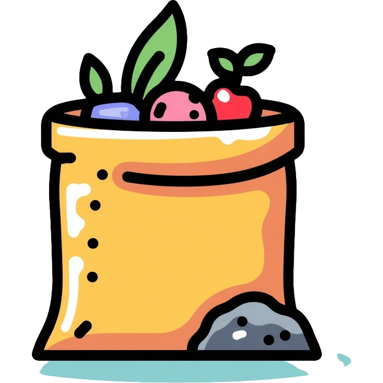 bag of mineral fertilizer with mineral symbols emoji