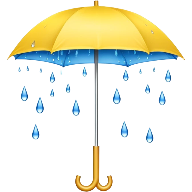 yellow rain WITH BLUE RAIN DROPS ABOVE THE UMR emoji