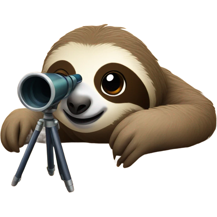 Sloth at beach with a telescope emoji