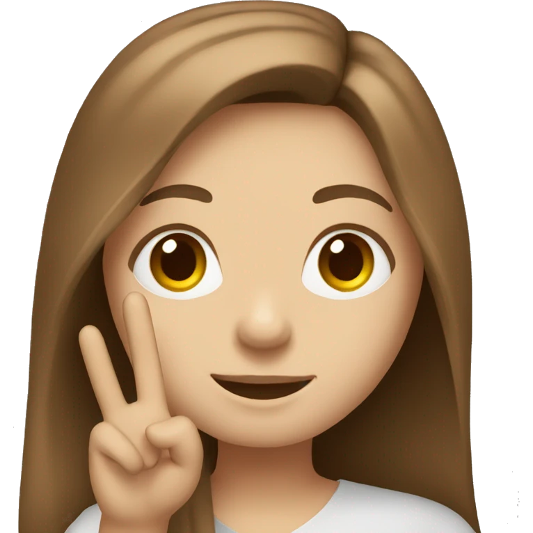 Brown long hair white girl holding up peace sign emoji