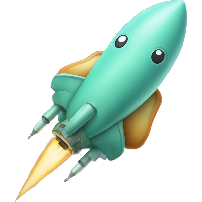 Squidward 2D cartoon flying ontop of a rocket small emoji emoji