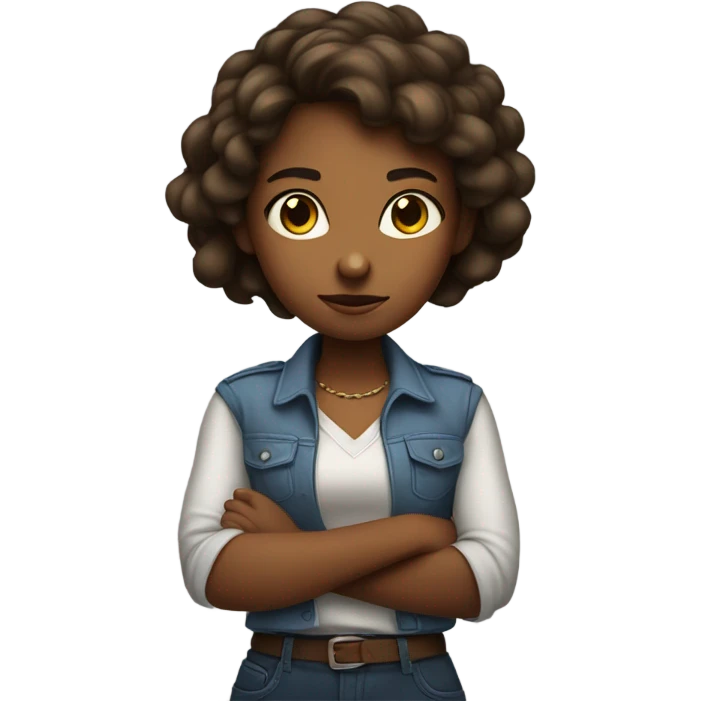 Girl with her arm crossed saying make me  emoji