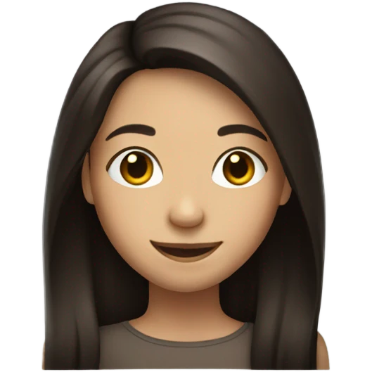 smiling girl with long dark brown hair emoji