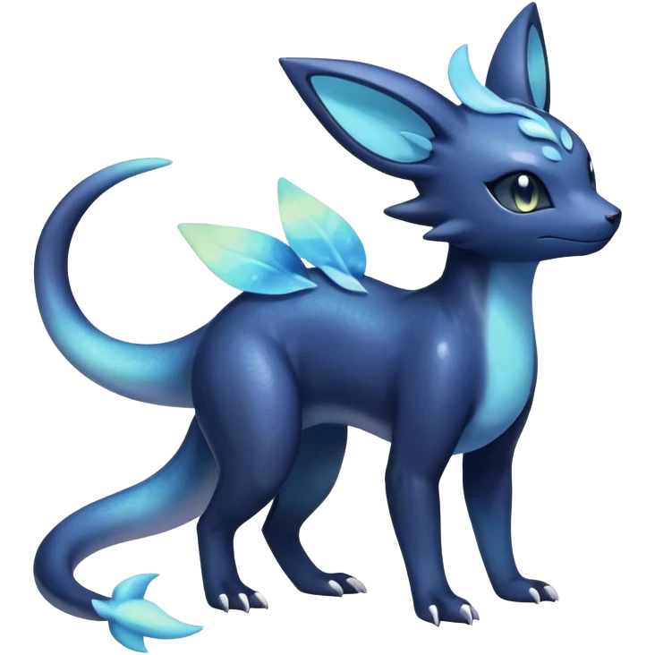 Shiny icy iridescent Pastel Nebulae Salandit-Meowstic-Umbreon-Fakémon-hybrid-creature (full body)  emoji