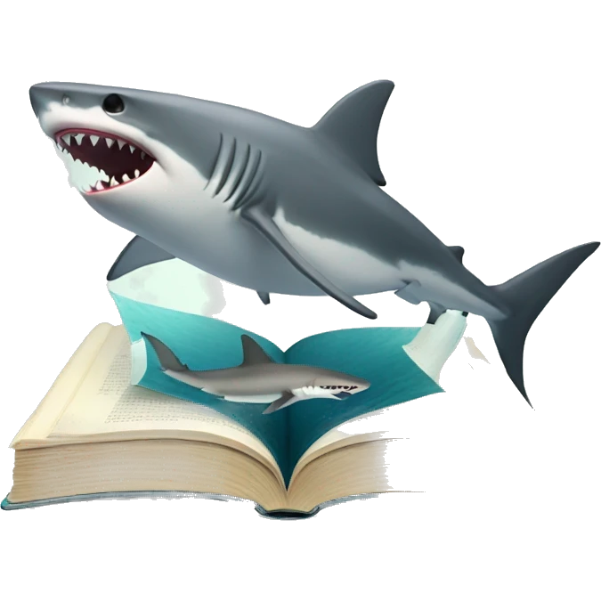 shark eating book emoji