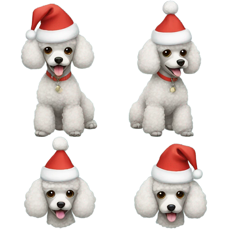 Poodle with Christmas hat emoji