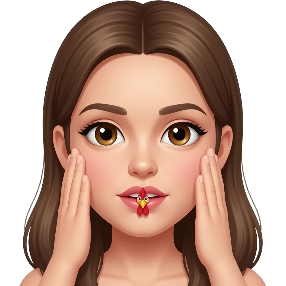 Cock fully inserted into pretty mouth with balls slapped across her face emoji