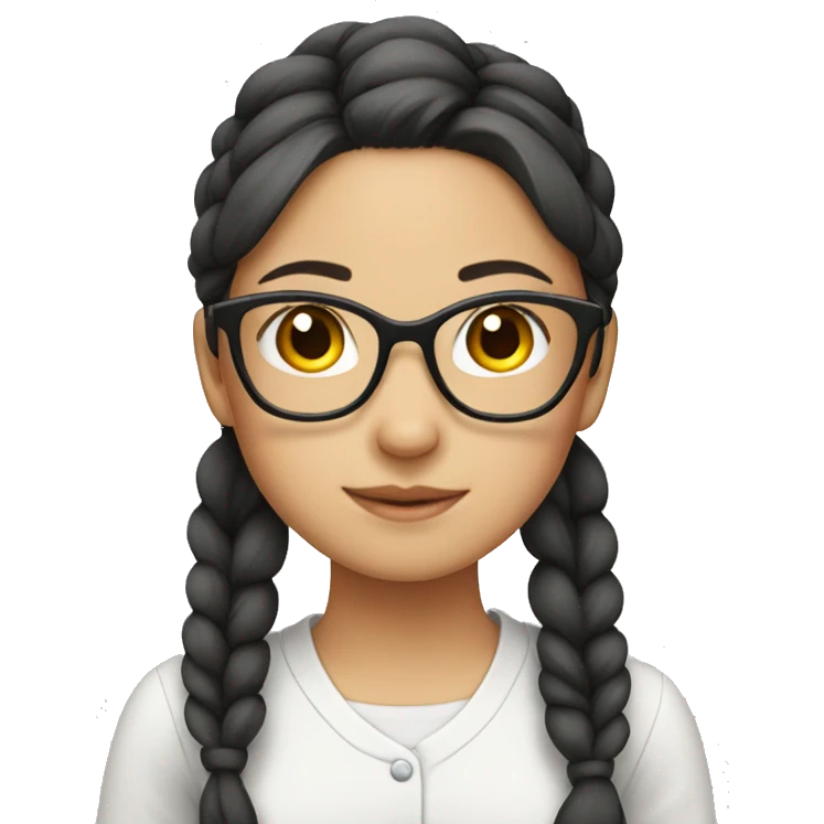A girl wearing glasses with her hair tied up, Asian emoji