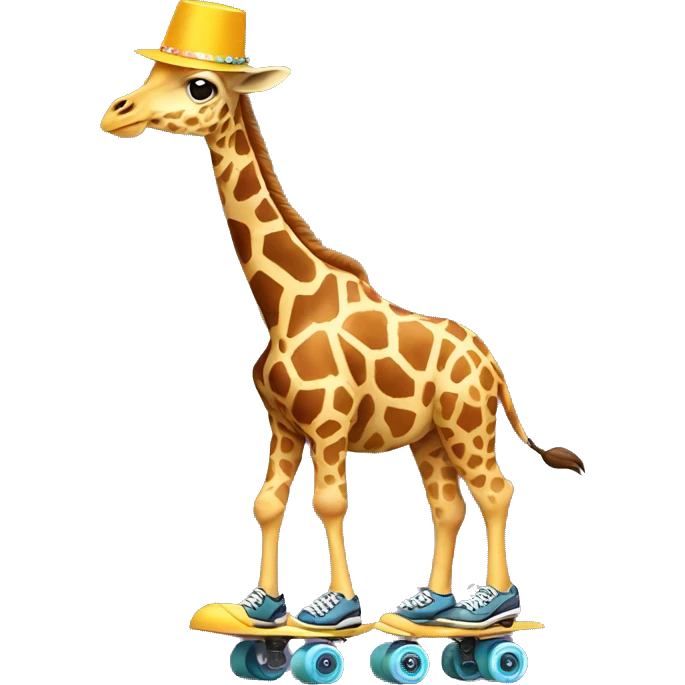 giraffe in roller skates wearing a party hat  emoji