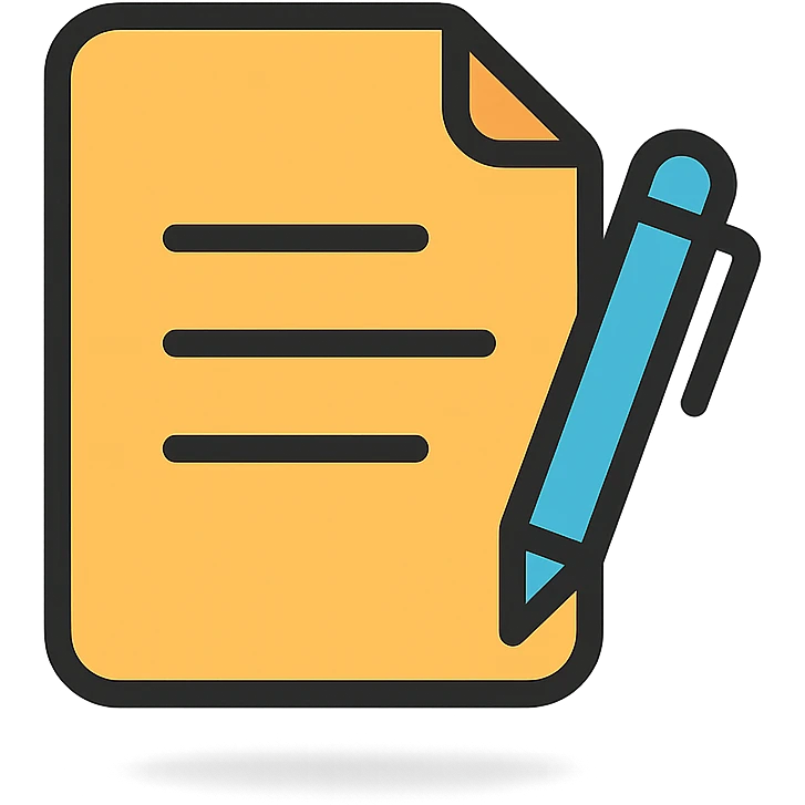 minimalist paperwork and pen, rounded corners, monochrome palette, subtle shadow, no text emoji