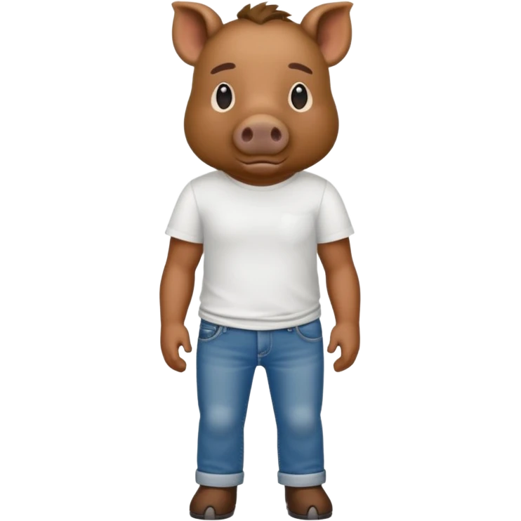 CINGHIALE CON MAGLIETTA BIANCA E JEANS emoji