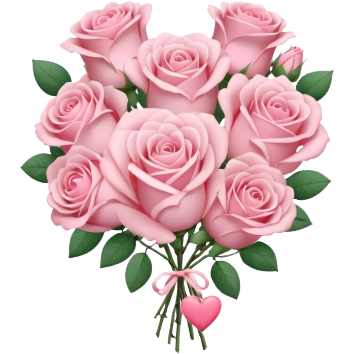 soft pink bouquet with heart accent emoji