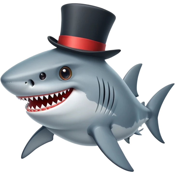 Shark with a top hat emoji
