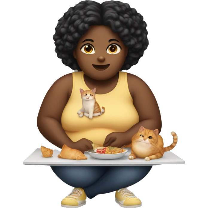 A fat black girl eating a cat emoji