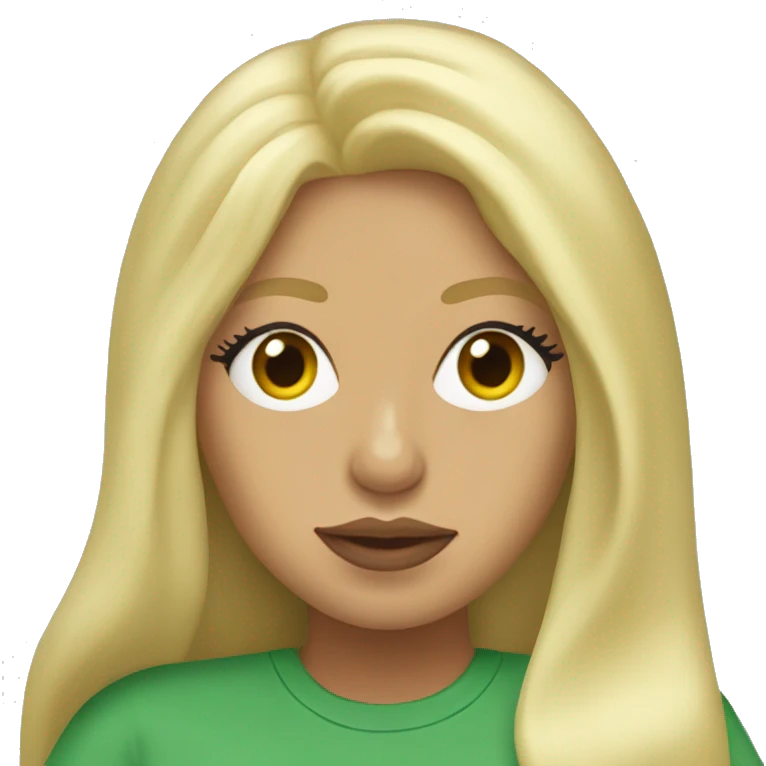 lady gaga in a brat green tshirt and long blond hair emoji