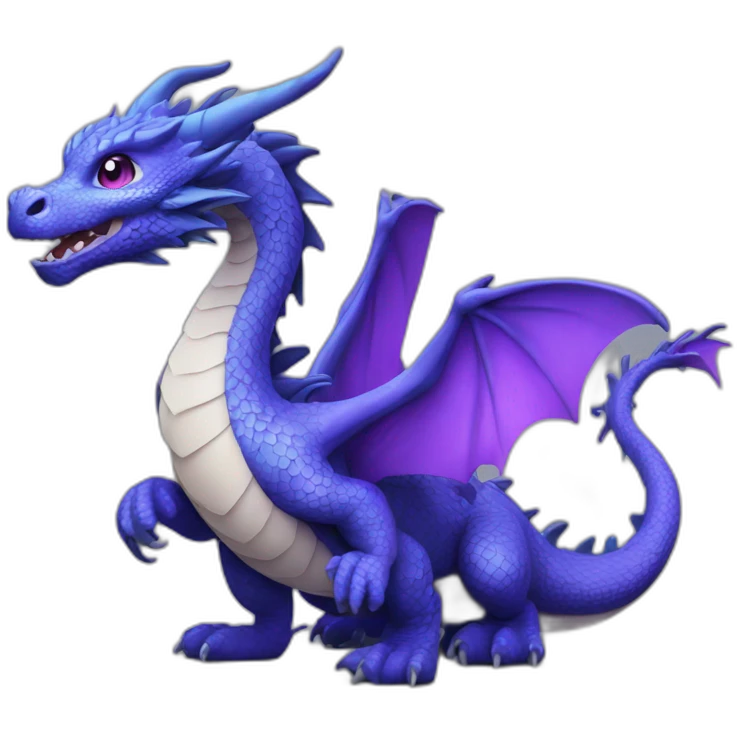 Dragon japonais bleu noir et violet emoji