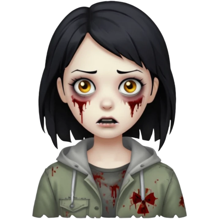 Zombie girl with black hair emoji