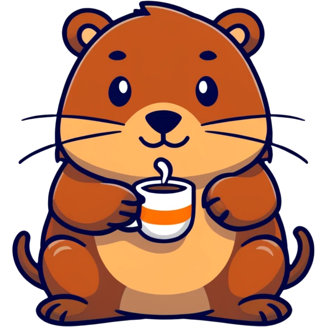 Бобер с сигареткой и кофе emoji