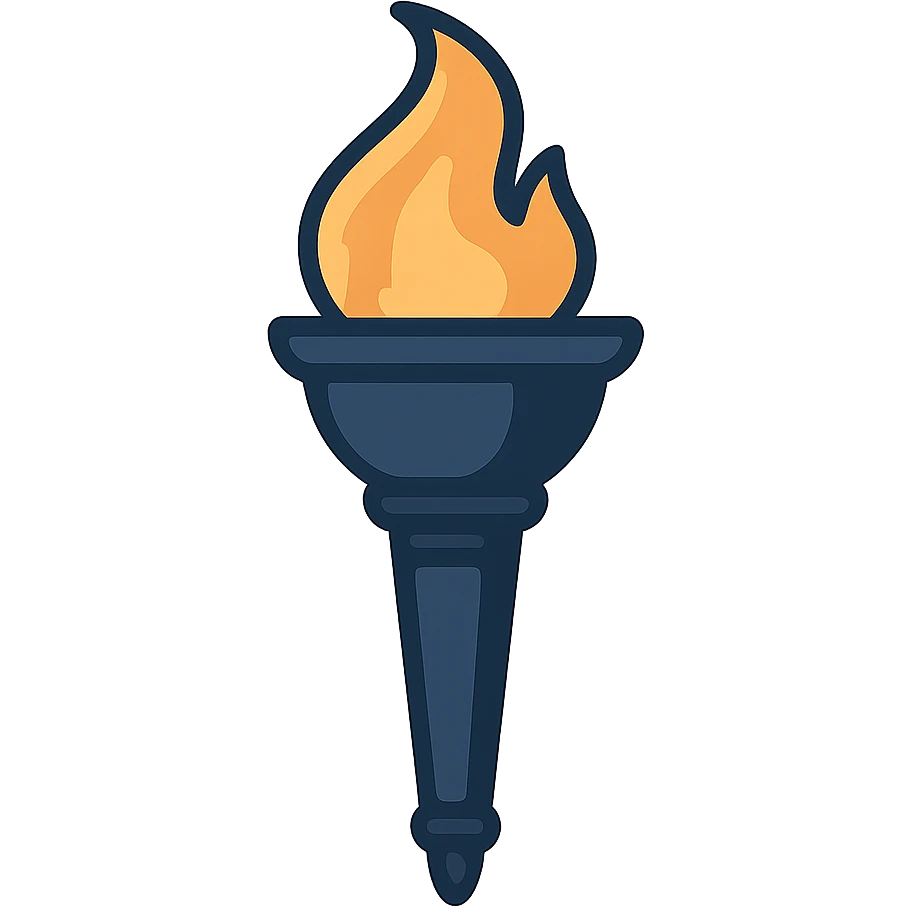 a torch with a flame, color scheme using hex color #1F2E3E emoji