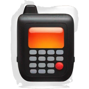 black walkie talkie with red-orange button on side emoji